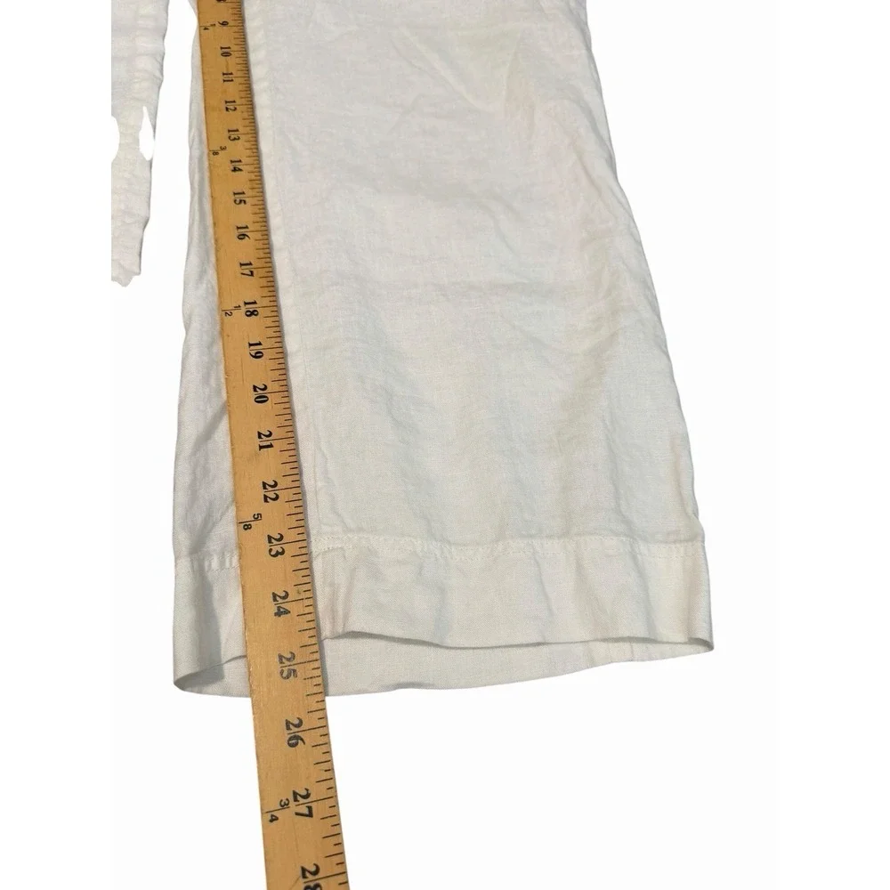 Everlane Pants Women's 8 White 100% Linen Patch Pocket Wide Leg Crop #CC12-1